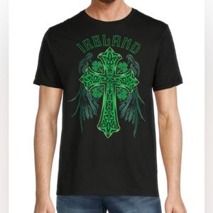 Saint Patrick’s Day Men’s Winged Celtic Cross Black/Green T-Shirt XL
